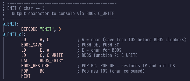 console output